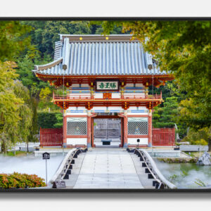 tirage photo d'une porte rouge d'un temple au japon dans une caisse américaine fine noire